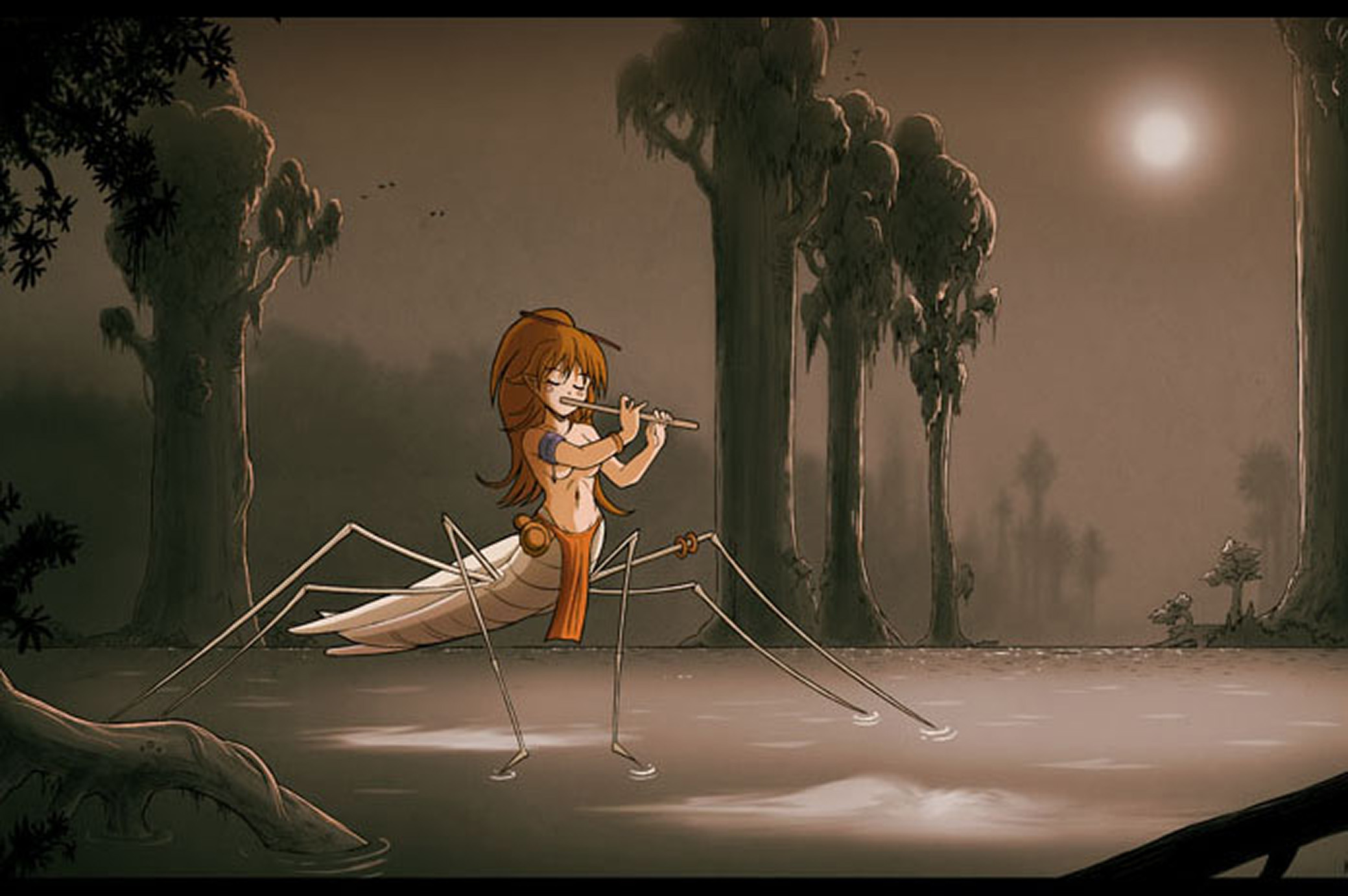 A Dridder playing a flute