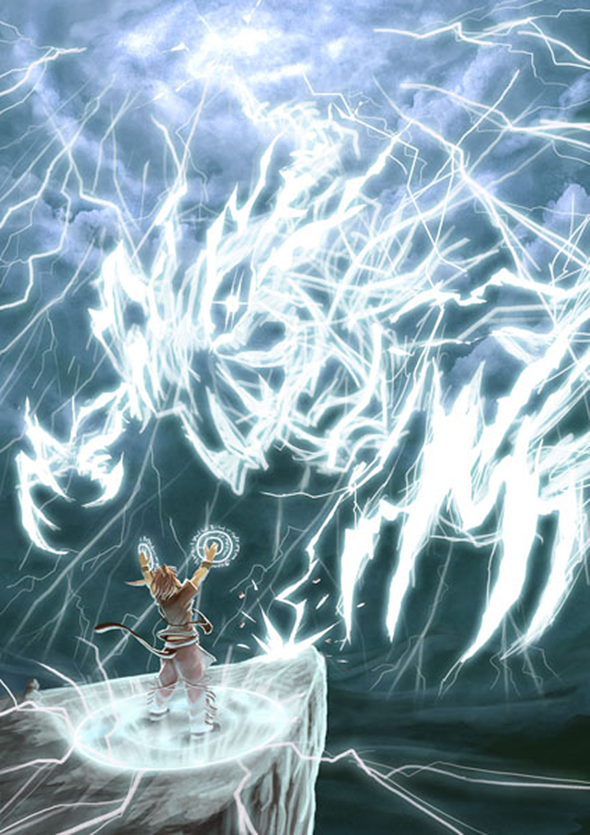 A lightning Elemental summoning Lightning